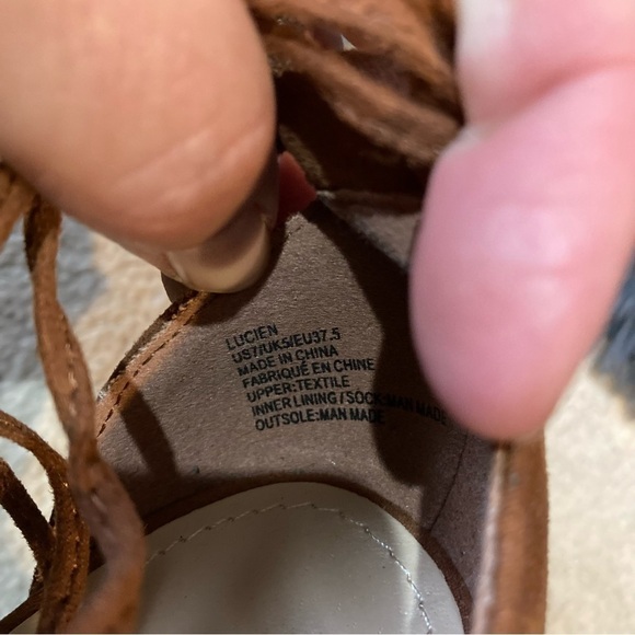 Ladies Just Fab Brown Cut out Wrap Around Studded Wedge - Picture 3 of 7